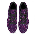 Purple And Teal Giraffe Pattern Print High Top Leather Sneakers