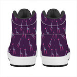 Purple And Teal Giraffe Pattern Print High Top Leather Sneakers