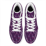 Purple And Teal Giraffe Pattern Print High Top Leather Sneakers