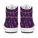 Purple And Teal Giraffe Pattern Print High Top Leather Sneakers