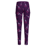 Purple And Teal Giraffe Pattern Print High-Waisted Pocket Leggings