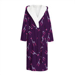 Purple And Teal Giraffe Pattern Print Hooded Bathrobe