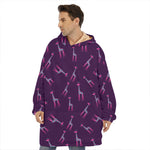 Purple And Teal Giraffe Pattern Print Hoodie Blanket