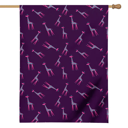 Purple And Teal Giraffe Pattern Print House Flag