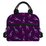 Purple And Teal Giraffe Pattern Print Insulated Lunch Bag
