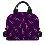 Purple And Teal Giraffe Pattern Print Insulated Lunch Bag