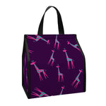 Purple And Teal Giraffe Pattern Print Insulated Lunch Tote