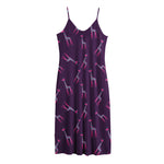Purple And Teal Giraffe Pattern Print Jersey Midi Cami Dress