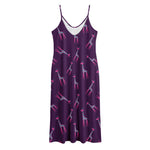 Purple And Teal Giraffe Pattern Print Jersey Midi Cami Dress