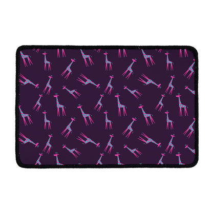 Purple And Teal Giraffe Pattern Print Kitchen Mat
