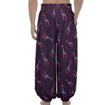 Purple And Teal Giraffe Pattern Print Lantern Pants