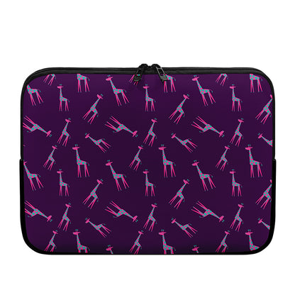 Purple And Teal Giraffe Pattern Print Laptop Sleeve