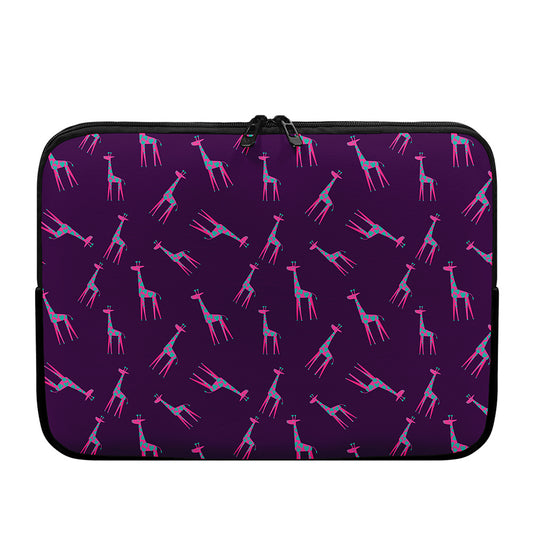 Purple And Teal Giraffe Pattern Print Laptop Sleeve