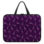 Purple And Teal Giraffe Pattern Print Laptop Sleeve With Handle