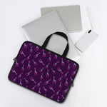 Purple And Teal Giraffe Pattern Print Laptop Sleeve With Handle