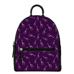 Purple And Teal Giraffe Pattern Print Leather Backpack
