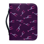 Purple And Teal Giraffe Pattern Print Leather Bible Cover