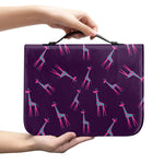 Purple And Teal Giraffe Pattern Print Leather Bible Cover