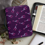 Purple And Teal Giraffe Pattern Print Leather Bible Cover