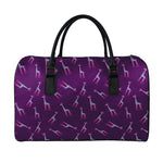 Purple And Teal Giraffe Pattern Print Leather Duffle Bag