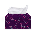 Purple And Teal Giraffe Pattern Print Leather Tissue Box Cover
