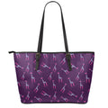 Purple And Teal Giraffe Pattern Print Leather Tote Bag With Zipper