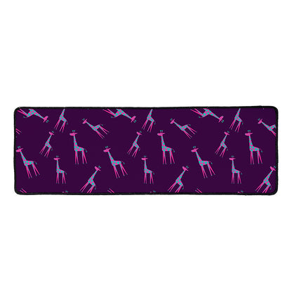 Purple And Teal Giraffe Pattern Print Long Kitchen Mat
