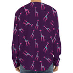 Purple And Teal Giraffe Pattern Print Long Sleeve Baseball Jersey