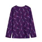 Purple And Teal Giraffe Pattern Print Long Sleeve Short Coat