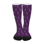 Purple And Teal Giraffe Pattern Print Long Socks