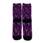 Purple And Teal Giraffe Pattern Print Long Socks