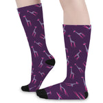Purple And Teal Giraffe Pattern Print Long Socks