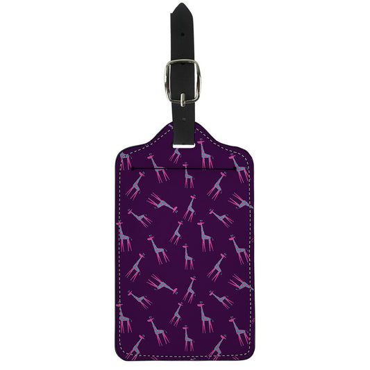 Purple And Teal Giraffe Pattern Print Luggage Tag