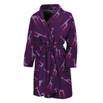 Purple And Teal Giraffe Pattern Print Men's Bathrobe