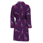 Purple And Teal Giraffe Pattern Print Men's Bathrobe