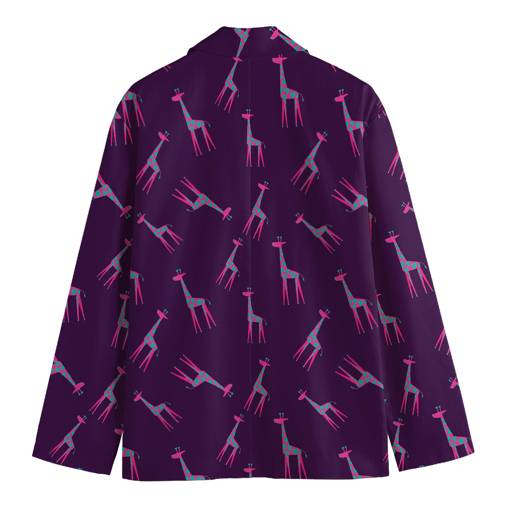 Purple And Teal Giraffe Pattern Print Men's Blazer