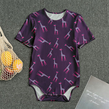 Purple And Teal Giraffe Pattern Print Men's Bodysuit