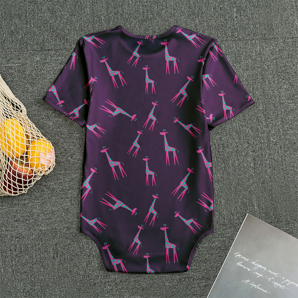 Purple And Teal Giraffe Pattern Print Men's Bodysuit