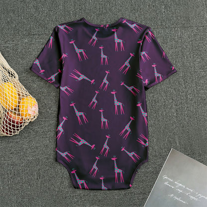 Purple And Teal Giraffe Pattern Print Men's Bodysuit