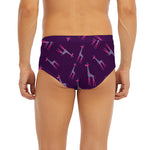 Purple And Teal Giraffe Pattern Print Men's Briefs