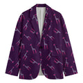 Purple And Teal Giraffe Pattern Print Men's Cotton Blazer