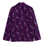 Purple And Teal Giraffe Pattern Print Men's Cotton Blazer