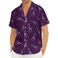 Purple And Teal Giraffe Pattern Print Men's Deep V-Neck Shirt