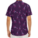 Purple And Teal Giraffe Pattern Print Men's Deep V-Neck Shirt