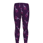 Purple And Teal Giraffe Pattern Print Men's leggings