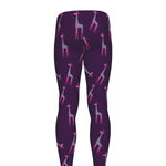 Purple And Teal Giraffe Pattern Print Men's leggings