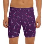 Purple And Teal Giraffe Pattern Print Men's Long Boxer Briefs