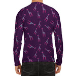 Purple And Teal Giraffe Pattern Print Men's Long Sleeve Rash Guard