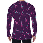 Purple And Teal Giraffe Pattern Print Men's Long Sleeve T-Shirt