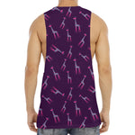 Purple And Teal Giraffe Pattern Print Men's Muscle Tank Top